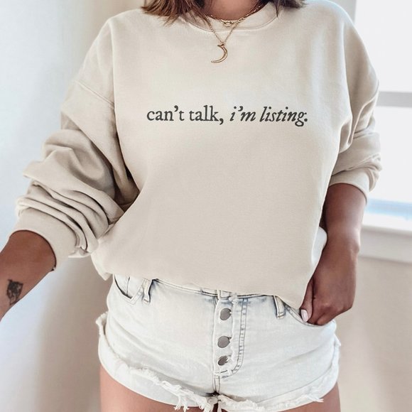 Can't Talk, I'm Listing - Funny Reseller Entrepreneur Sand Sweatshirt - Picture 3 of 6